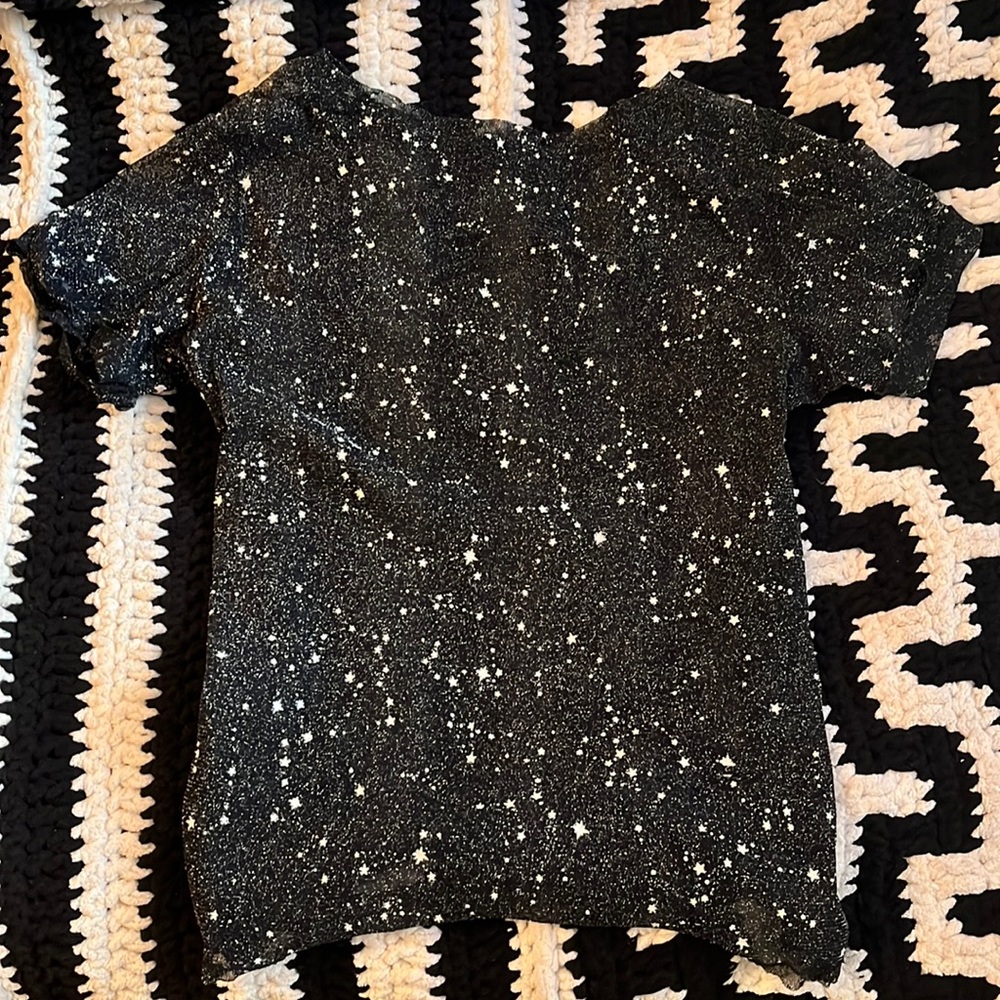 starred mesh see-through top